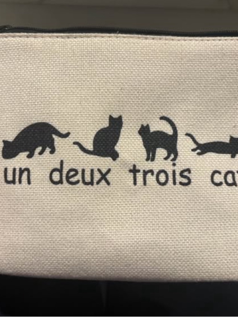 Cat Canvas Pouch – Cream with Black Cat Silhouettes